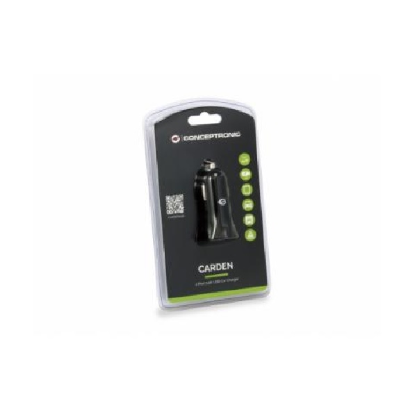 Cargador coche conceptronic carden04b 2 puertos usb tipo a 4.8a 24w - Imagen 2