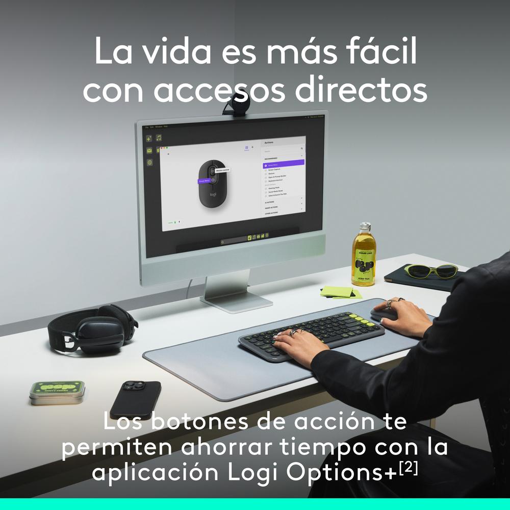 Raton inalambrico logitech pop mouse blanco - Imagen 2