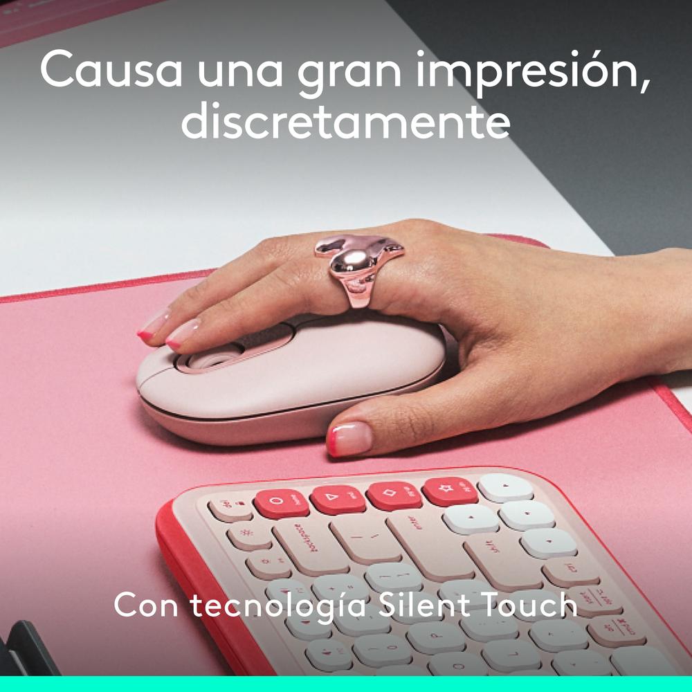 Raton inalambrico logitech pop mouse rosa - Imagen 3