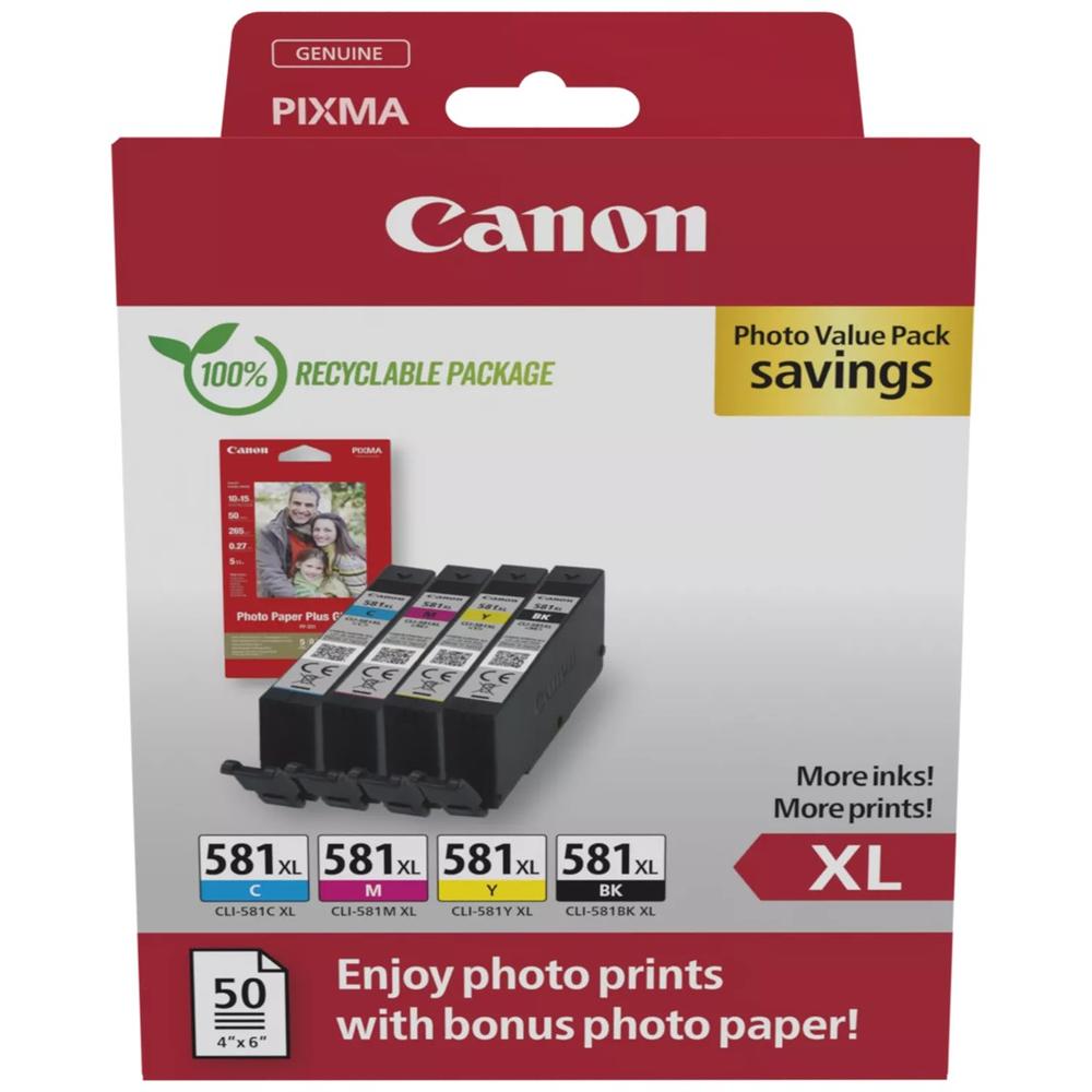 Multipack canon cli - 581xl bk - c - m - y + papel fotografico
