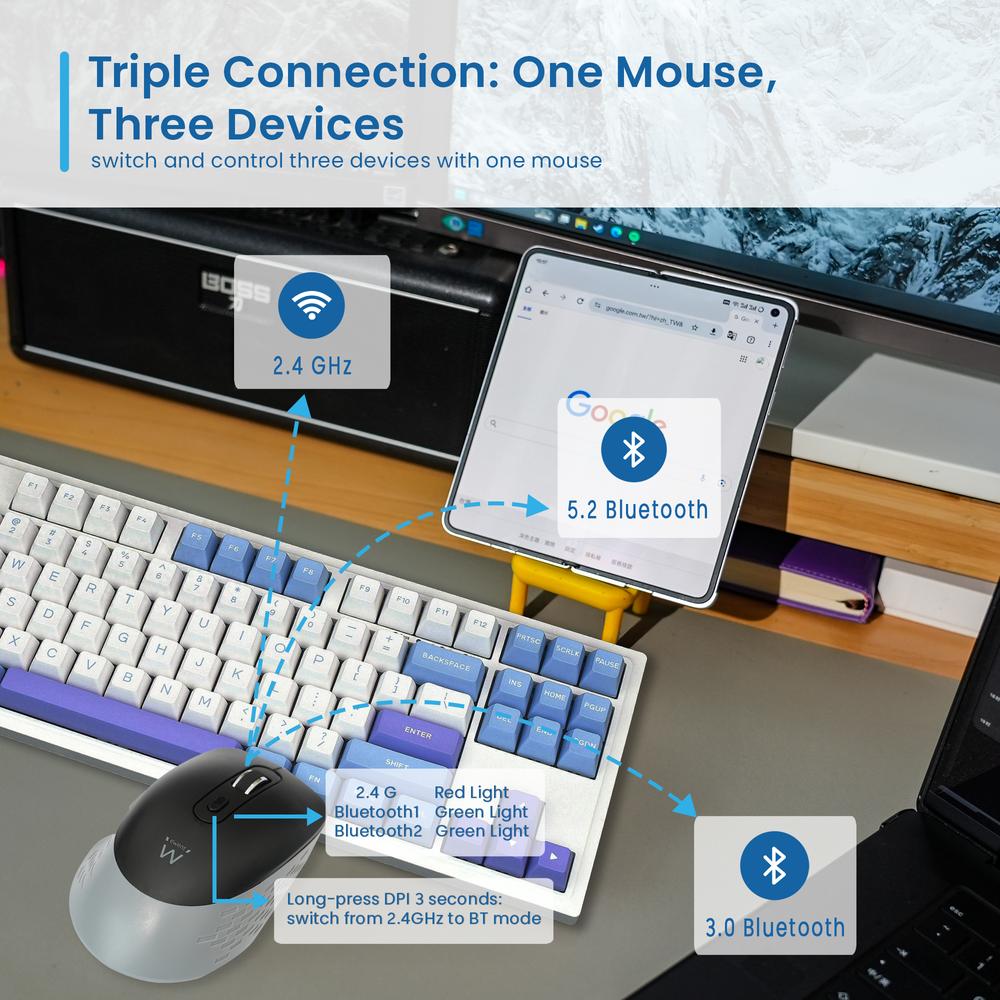 Raton inalambrico ewent ew3243 negro - gris - Imagen 2