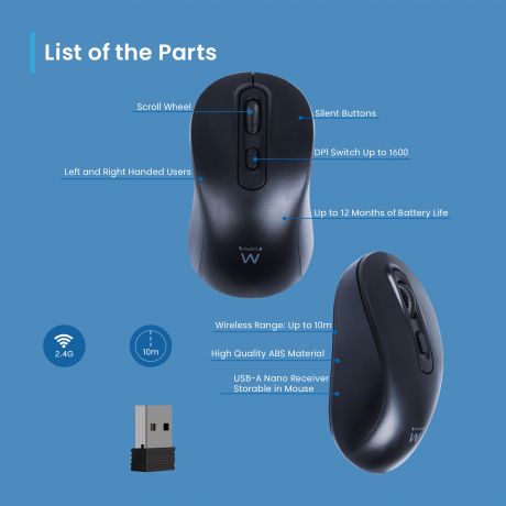 Raton inalambrico ewent ew3218 negro - Imagen 2