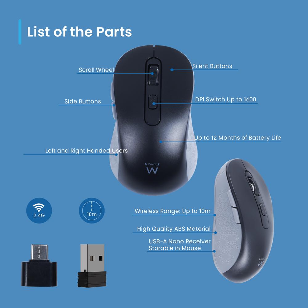 Raton inalambrico ewent ew3204 negro - Imagen 3