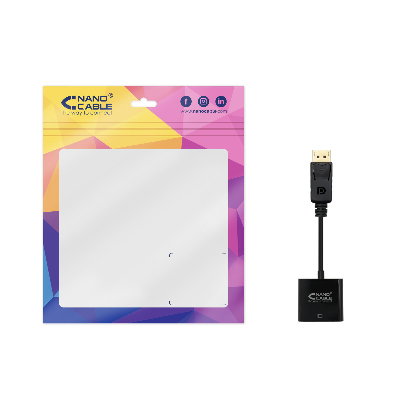 Adaptador displayport a svga nanocable macho - hembra 15cm negro - Imagen 2