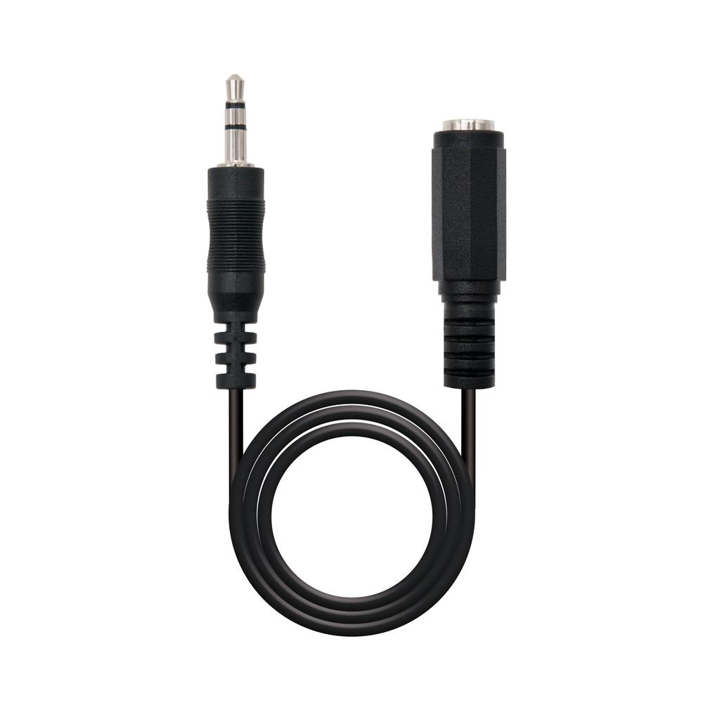 Cable audio jack - 3.5m a jack - 3.5h nanocable 5m - macho - hembra - negro