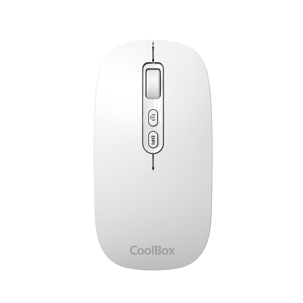 Mouse raton coolbox ia w02 blanco 1600 dpi inalambrico rf+bt