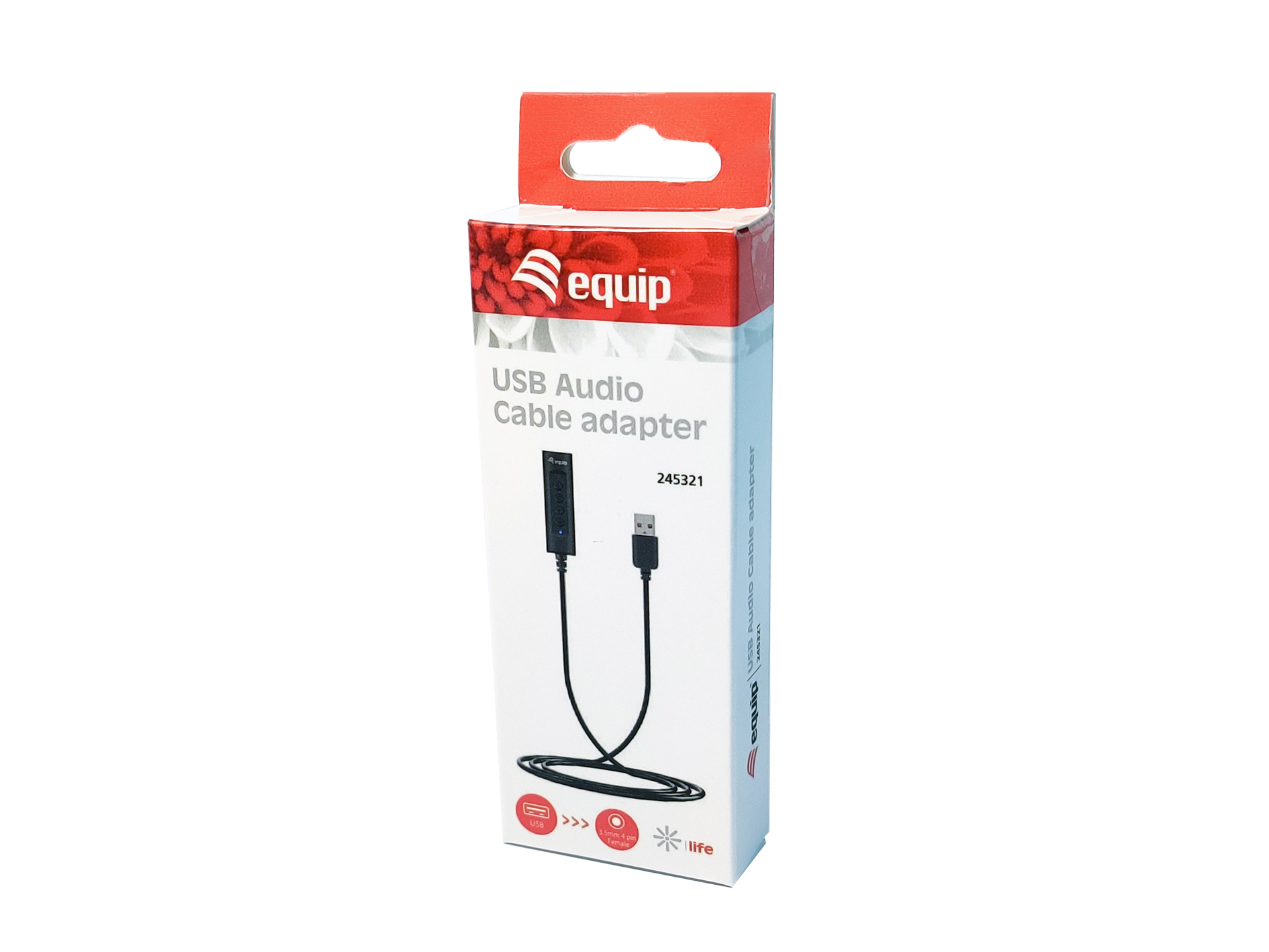 Cable adaptador de audio equip life jack 3.5mm - usb tipo a - Imagen 2