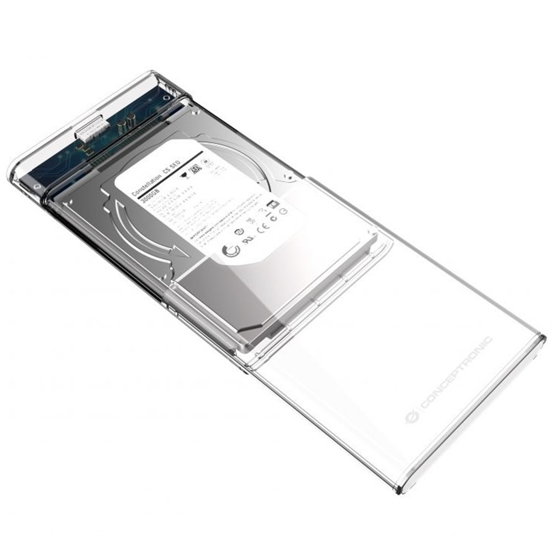 Caja externa conceptronic usb 3.0 sata transparente sin tornillos dante03t - Imagen 2