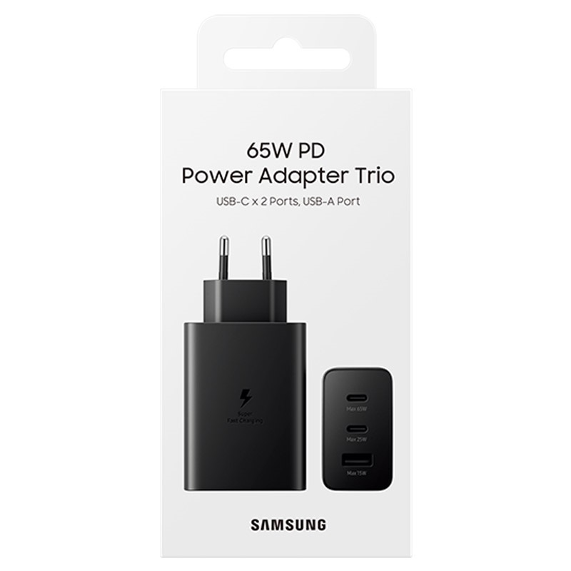 Cargador samsung duo usb tipo a + 2 x usb tipo c negro 65w - Imagen 2