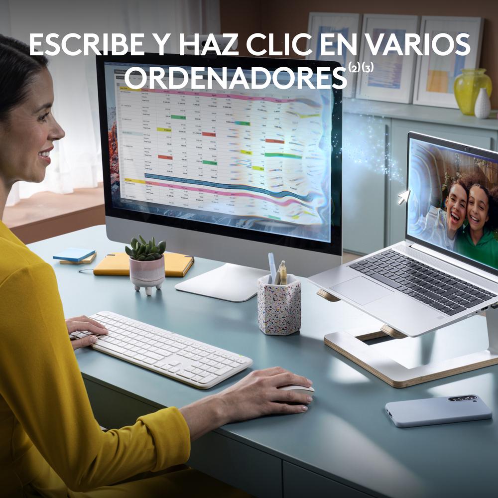 Teclado + raton logitech mk950 inalambrico blanco - Imagen 2