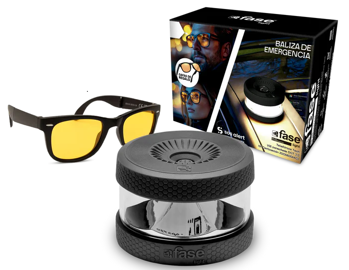 Baliza faselight luz de emergencia geolocalizada homologada v16 + gafas de regalo