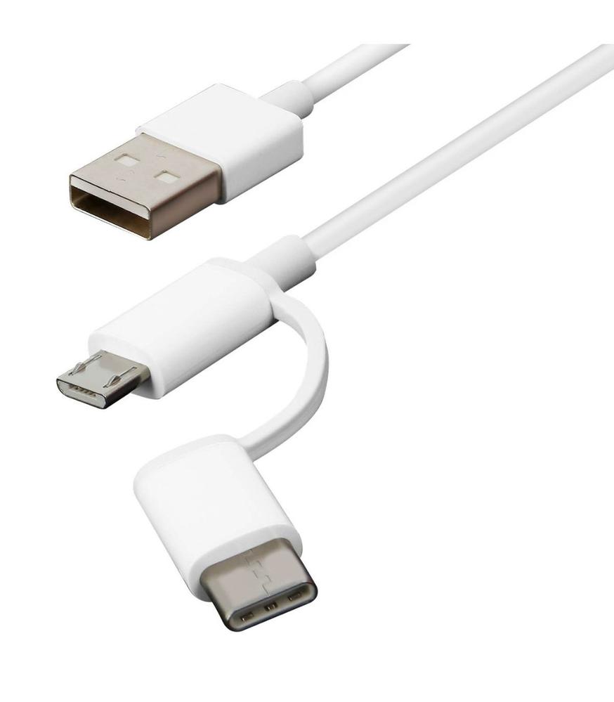 Cable micro usb - usb tipo c a usb tipo a xiaomi 1m - macho - macho - blanco - Imagen 3