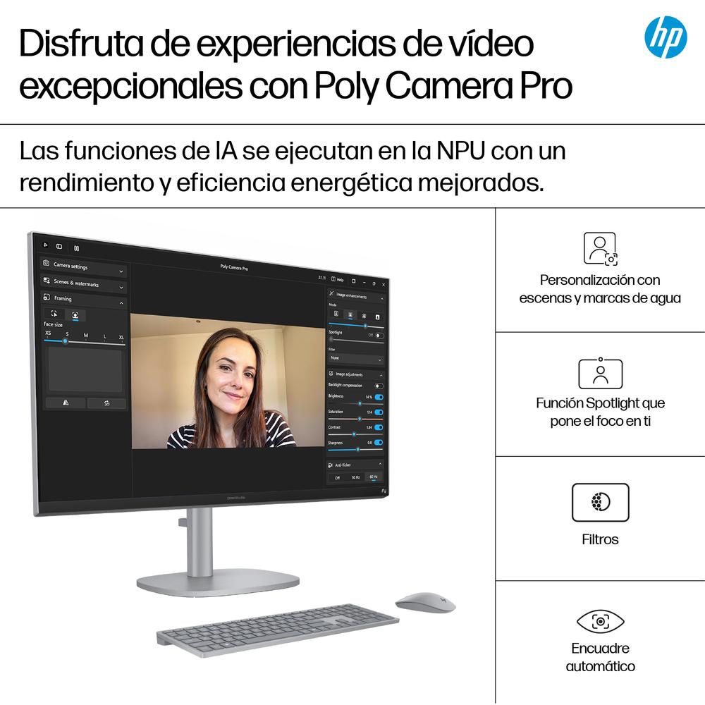 Ordenador all in one hp 27 - cs1008ns u5 - 266v - 16gb - ssd 1tb - 27 pulgadas fhd - w11h - Imagen 2